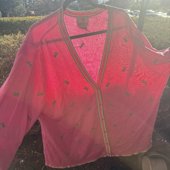 Quacker Factory Plus Size Cardigan Pink with Crickets Size 3X EUC - Picture 1 of 10